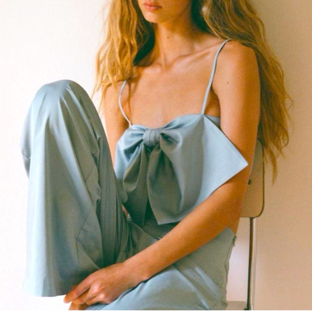 Zara Satin Effect Bow Crop Top
